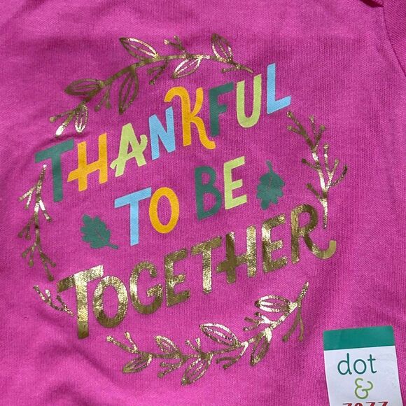 dot & ZAZZ Girls One Piece "Thankful To Be Together" Pink Thanksgiving 3-6 Mths - Picture 3 of 7